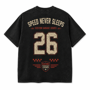 Camiseta Vintage Lavada con Diseño de Leyendas del Automovilismo, Unisex, Número 26, Gráfico de Bandera a Cuadros, Casual, Personalizada, OEM, Venta al Por Mayor - Product Image 6