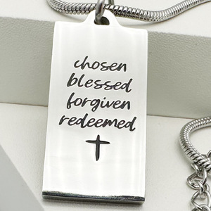 <b>Cross</b> Engraved Military Tag Necklace Stainless Steel Snake <b>Chain</b> Everyday Wear Geometric Design Yiwu Origin - Product Image 1