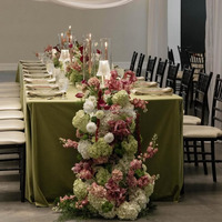Grün-Weiß-Rosa Hochzeitsblumen Tischdekoration Künstliche Seiden-Grüne Hortensien Tischblumen-Läufer für Partys