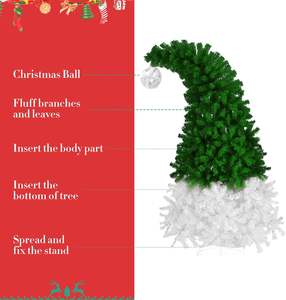 Árbol de Navidad superior doblado de 6 pies con soporte de metal, árbol de Navidad artificial de <span class=keywords><strong>abeto</strong></span> con bisagras Árbol de Navidad estilo sombrero de Papá Noel flexible - Product Image 3