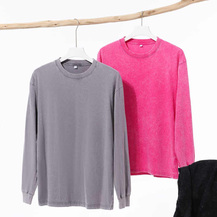 Vintage Washed Crew Neck Long Sleeve T-shirt main image 0