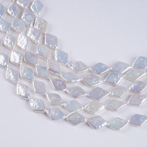 Perle d'eau douce naturelle de forme baroque de 10*14 mm, perle de forme diamant, perle lâche de couleur pour la fabrication de bijoux faits main, accessoire semi-fini - Product Image 2