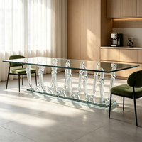 Moderner Luxuriöser Rechteckiger Harz-Esstisch mit Transparenter Geschnitzter Acryl-Basis Umweltfreundlich Langlebig für Wohnzimmer und Hotelgebrauch