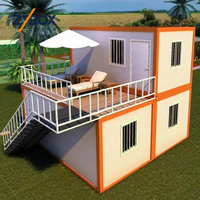 İki Katlı Çelik Çerçeveli Sandviç Panel Glamping Villa Resort Geniş Balkonlu Dış Mekan Merdivenli Prefabrik Konteyner Ev CE Sertifikalı ABD