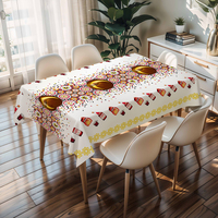 Nappe tissée rayée rouge et blanche pour le festival du Ramadan, avec support en PU, imperméable, résistante à l'huile, aux rayures et aux taches, 0,5 mm