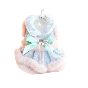 Vêtements d'hiver pour petits chiens, tenues en laine pour chats, tutu princesse doublé polaire, vêtements chauds pour chiots Teddy, tenues de fête, fournitures pour animaux de compagnie en gros - Product Image 2