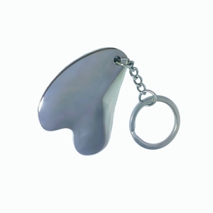 Outil Gua Sha personnalisé en alliage de zinc, masseur en métal argenté avec porte-clés pour une utilisation portable - Product Image 2