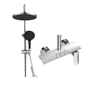 Juego de ducha con teclado de piano, rectangular, de latón, con 1 grifo, válvula de cerámica, rociador suave, cabezal de ducha tipo lluvia para masaje, para uso en hoteles y hogares. - Product Image 5