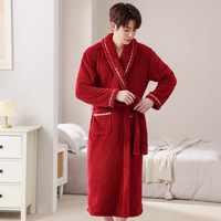 Peignoir en flanelle doux et chaud, robe de détente d'hiver pour hommes et femmes