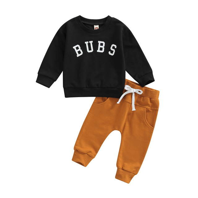 BUBS Letter Print Fall Baby Boy Clothes Set