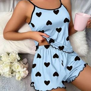 2025 New Women's Leopard Print Knitted <b>Suspender</b> Top Elastic Waist Shorts Sexy Casual Breathable Home Summer Pajama <b>Set</b> - Product Image 2