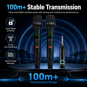 Sistema de Micrófono Inalámbrico Dual de 2.4G, Recargable, de Mano, con Receptor, Sintonización FM y Listo para Transmisión en Vivo - Product Image 3
