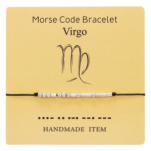 Wish Card Silver Jewelry Beads Taurus <strong>Bracelet</strong> 12 Zodiac Signs <strong>Morse</strong> <strong>Code</strong> Cipher Couple Customized <strong>Bracelet</strong> - Product Image 2