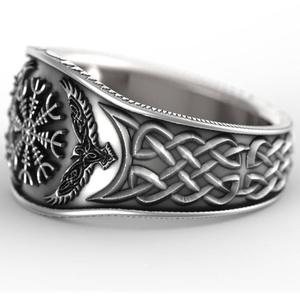 Norse Mythology Viking Compass <b>Ring</b> Antique Silver Men's Jewelry Gift Snowflake Design S925 Thai Silver - Product Image 3