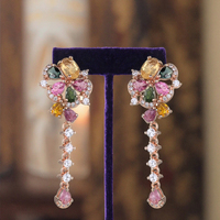 Exquisite Rose Gold & Silber Schmuck natürliche Turmalin Blume Tropfen Ohrringe für Frauen für Hochzeits feier Muttertag Geschenke