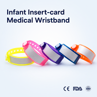 Bracelets d'hôpital personnalisés en plastique jetables pour mères, nourrissons et bébés, avec carte insérée en PVC pour l'écriture manuscrite