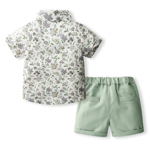 Chemise à manches courtes à imprimé floral <span class=keywords><strong>de</strong></span> style classique pour garçons en bas âge, adaptée à un usage quotidien et à des occasions formelles - Product Image 3