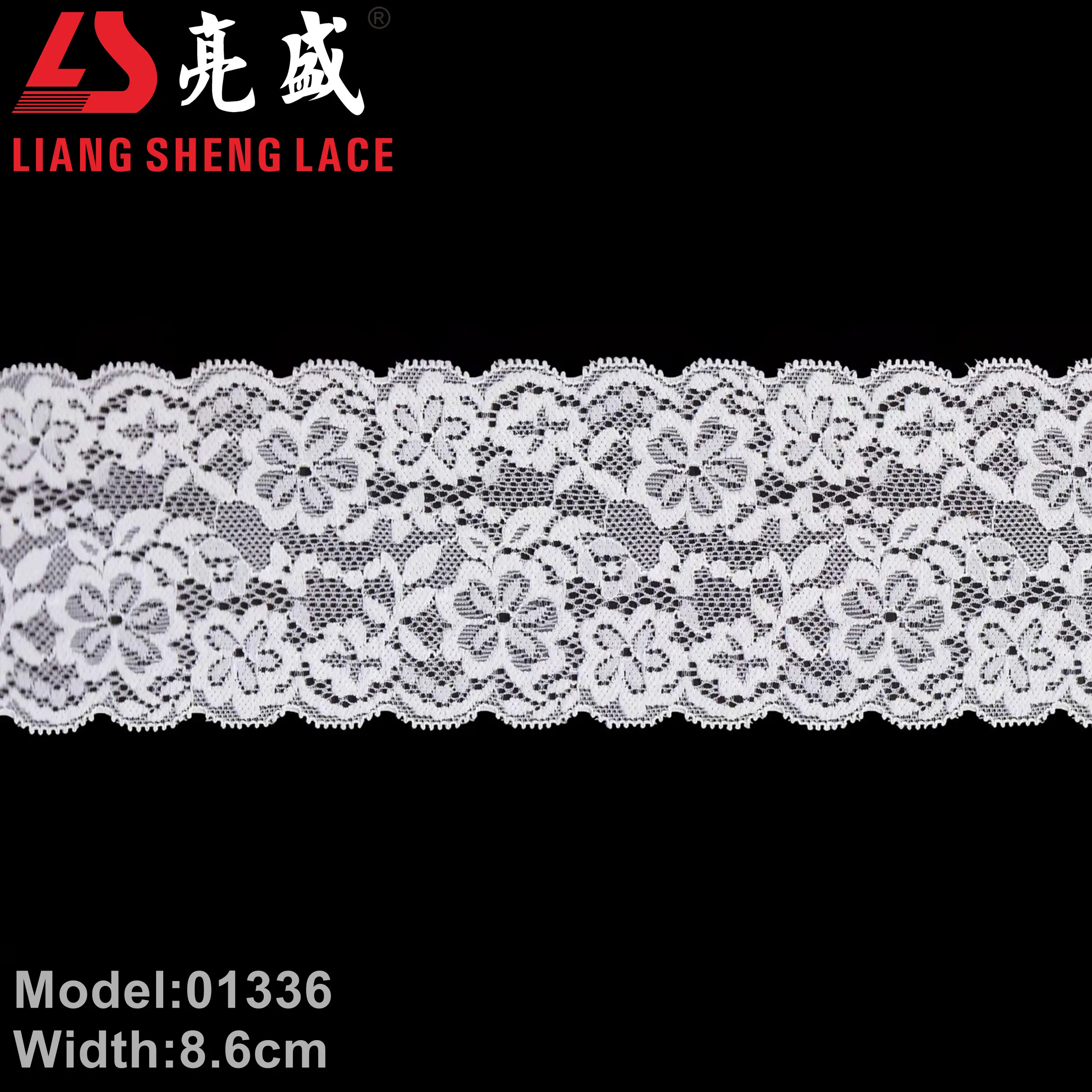 Narrow white stretch nylon lace fabric trim for lingerie decorative