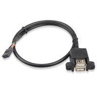 Kabel Ekstensi Riser Motherboard USB Ganda 9-pin dengan Konduktor Tembaga dan Braket Tipe 20 USB Berlapis Ganda