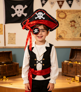 Set di Accessori per Costume da Pirata con Motivo a Teschio e Decorazioni in Paillettes, per Feste a Tema, Cosplay, Travestimenti di Halloween, Fascia per Capelli da Pirata - Product Image 5