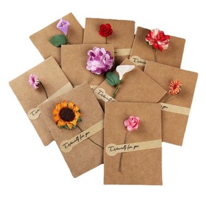 Cartes de vœux créatives avec fleurs séchées pour mariage, fête des enseignants, Saint-Valentin, remerciement, carte de bénédiction manuscrite en papier - Product Image 2