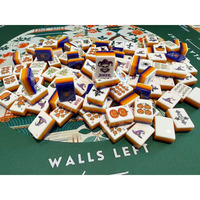Jeu de Mahjong Américain Personnalisé Toile d'Araignée Bleue pour Halloween, 4 Couches, pour Jeux de Société et Divertissement