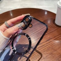 Mode placage couleur transparente doux magnétique TPU anti-chute coque arrière pour iphone 16/16 plus/16pro/16 pro max