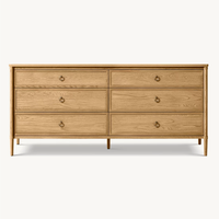 Commode à 6 tiroirs en bois massif de luxe moderne, table de toilette en chêne, meubles de chambre à coucher