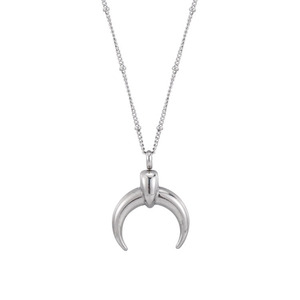 Collar con colgante de luna de acero inoxidable, joyería de moda unisex, diseño simple y único para uso diario - Product Image 5