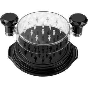 Outil de déchiquetage de viande de poulet en forme de bol rond avec base antidérapante et couvercle transparent - Product Image 1