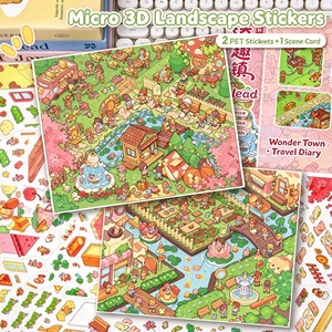 Autocollants <span class=keywords><strong>de</strong></span> journal en <span class=keywords><strong>film</strong></span> PET imperméable DIY, autocollants <span class=keywords><strong>de</strong></span> scène miniature à grande échelle pour la décompression des enfants - Product Image 1