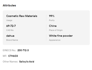 Ácido Salicílico en Polvo Directo de Fábrica |   Fórmula de Alta Pureza – Ingrediente Exfoliante Suave para el Cuidado Diario de la Piel - Product Image 6