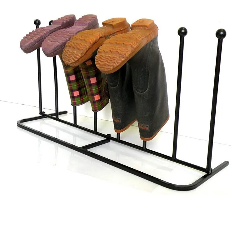 JH-Mech Steel Wellington Boot Rack 4 Paar freistehender Walking Shoe Storage Stand