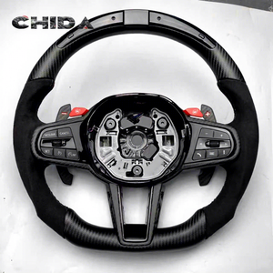 Adatto per BMW CS, Impugnatura in Fibra di Carbonio Opaca di Alta Qualità con LED e Rivestimento in Pelle Scamosciata, Compatibile con Serie G <span class=keywords><strong>G20</strong></span> <span class=keywords><strong>G30</strong></span> e Serie F F18 F30 F18 F22 - Product Image 1