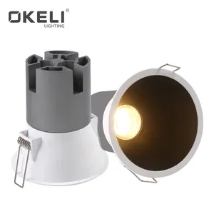 OKELI工場直販モダンホテルダイカストアルミ埋め込み式7w 12w LEDダウンライト