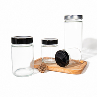 Wholesale Round Depth Mouth Clear Glass Honey Jam Jar With Screw Metal Lids