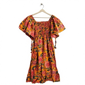 Vestido Midi con Estampado Floral y Hombros Descubiertos, Mangas con Volantes, Estilo Boho Holgado, Vestido Casual de Verano - Product Image 1