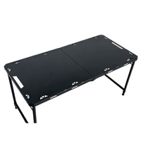 Table de camping pliante rectangulaire hydraulique multifonctionnelle légère et tactique pour le camping en plein air