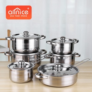 Ensemble de 12 casseroles à <span class=keywords><strong>Induction</strong></span>, casseroles et poêles à soupe en acier inoxydable, bon marché, pour la cuisine - Product Image 1