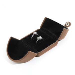 Boîte à bijoux en velours avec bouton pression, boîte à bijoux de luxe à double porte, ensemble complet d'emballage pour bijoux, coffret cadeau pour femmes - Product Image 6