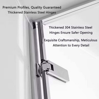 Porte de douche sur mesure en acier inoxydable à cadre complet, verre de sécurité trempé, panneau fixe en verre dépoli, charnière simple, pour salle de bain moderne