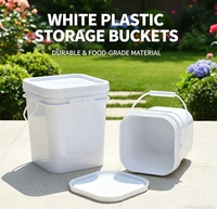 Seau carré en plastique de 30 litres pour le stockage de la farine en vrac : seau en PP de qualité alimentaire robuste avec couvercle hermétique, vente en gros