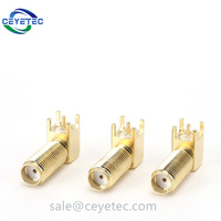 Conector RF de 90 grados, conector hembra, agujero pasante para PCBA