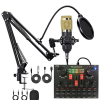 Microphone à condensateur BM800, cardioïde, réduction du bruit, kit de carte son V8S, microphone léger et portable pour diffusion en direct