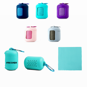 Toalla deportiva de silicona, cubierta de microfibra comprimida, refrigeración, absorción del sudor, secado rápido, frío, portátil, logotipo personalizable - Product Image 2