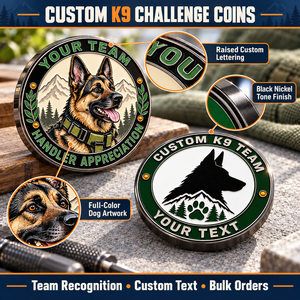 Custom K9 Dog Challenge Coins Black Nickel Tone Personalized Team Recognition Handler Appreciation Commemorative Gifts - Product Image 3