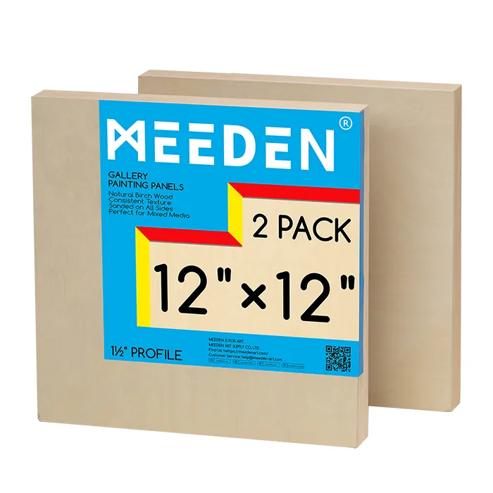 Деревянные брезентовые панели MEEDEN 12x12 дюймов, упаковка из 2 штук, галерея 1-1/2 дюймов, деревянные панели для выливания