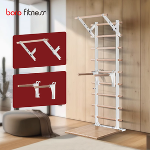 Juego de barras de escalera suecas blancas versátiles, soportes de inmersión de entrenamiento de fuerza corporal total sin instalación para entrenamiento en casa interior - Product Image 2
