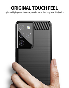 Funda trasera de línea cepillada con textura mate de <span class=keywords><strong>fibra</strong></span> de carbono de silicona funda de teléfono suave de TPU para Samsung S23 Plus S24 Ultra funda de teléfono - Product Image 2