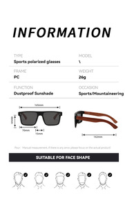 2026 Trendy glasses Square All-in-One Sunglasses Wooden Bamboo Polarized Sunglasses for <b>Men</b> - Product Image 2